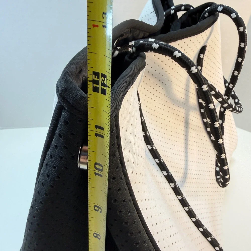 No Boundaries Neoprene Tote Bag White Black Colorblock Perforated Athleisure